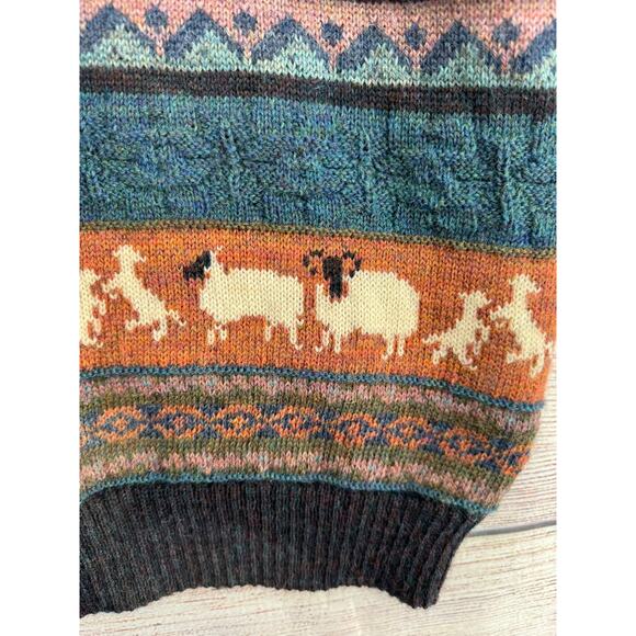 Vintage 80s Concept Knitwear Sheep Ram Print Crewneck Sweater Adult L Britain - Picture 3 of 9
